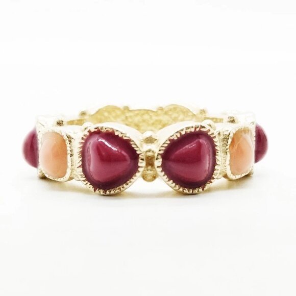 Chanel Ring Gold Burgundy 0.5 358-050625 - Picture 2 of 9